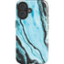 Aqua Blue Marble Ink iPhone 16 Plus Magsafe Impact Case